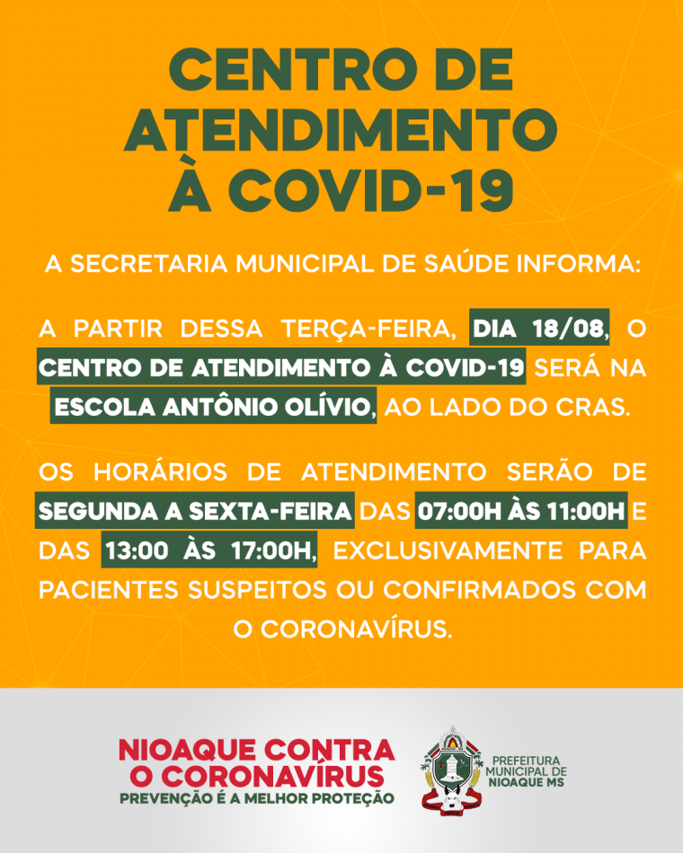 Saúde de Nioaque cria Centro de Atendimento a Covid-19