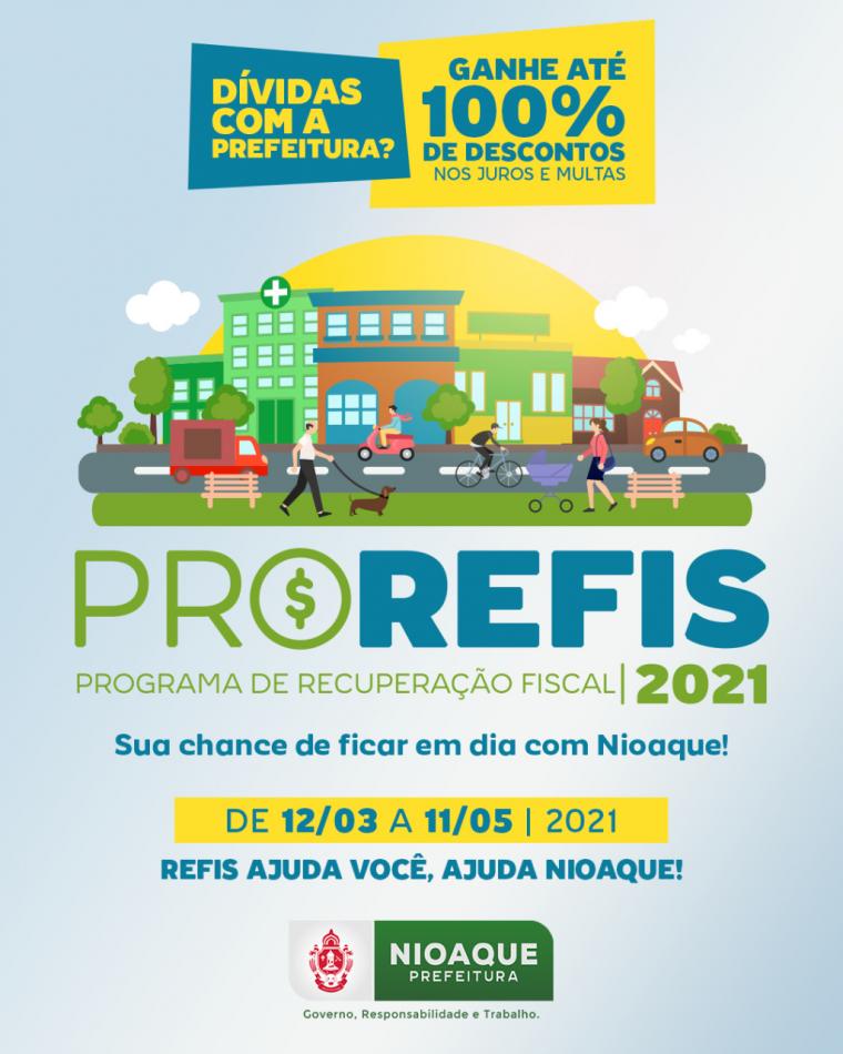 PROREFIS 2021 Oferece desconto para os contribuintes de Nioaque 